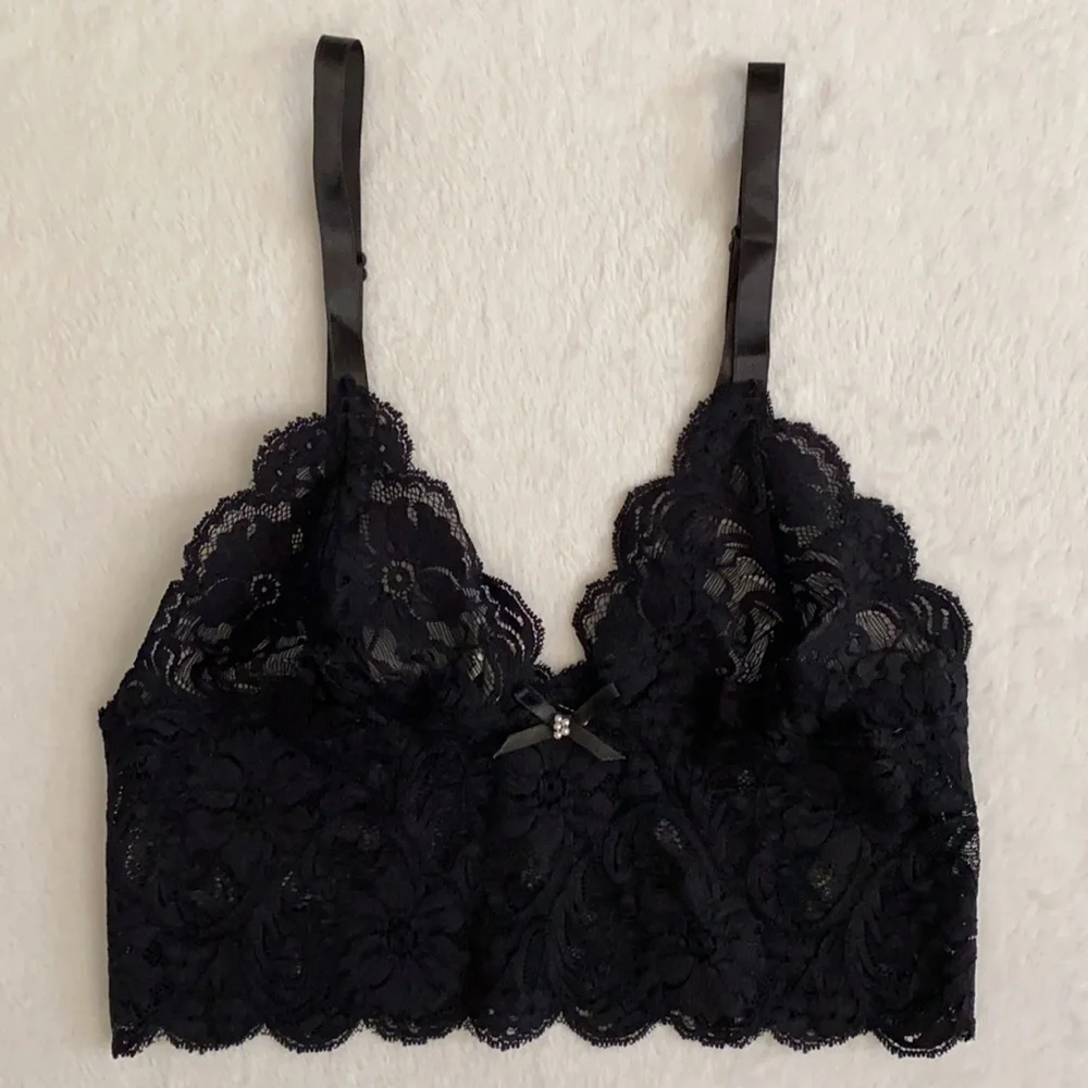 {VTG} Andrea Kristoff for Escanté | Lace Triangle Longline Bralette Bra 543 (L) - Picture 16 of 16